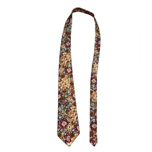 Claybrooke Men's Fall Floral 100% All Silk Tie - Picture 7 of 7